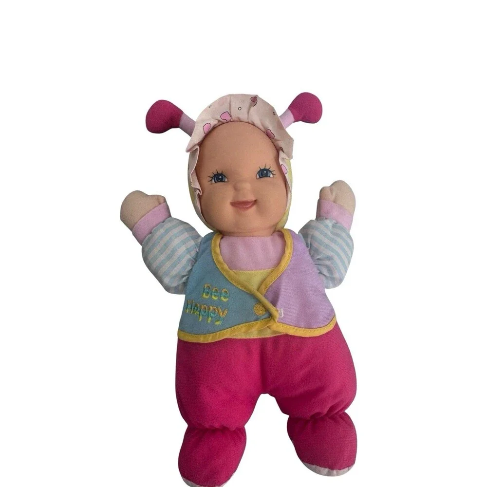 Goldberger LOVE BUG BEE HAPPY 11” Adorable Baby Vinyl Face Cuddle Doll Pastel